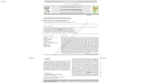 the biological control of disease vectors